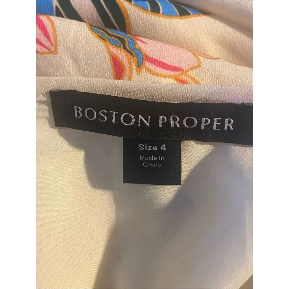 Boston Proper Floral Maxi Dress Boho Cottagecore Smocked Ruffle Sz 4